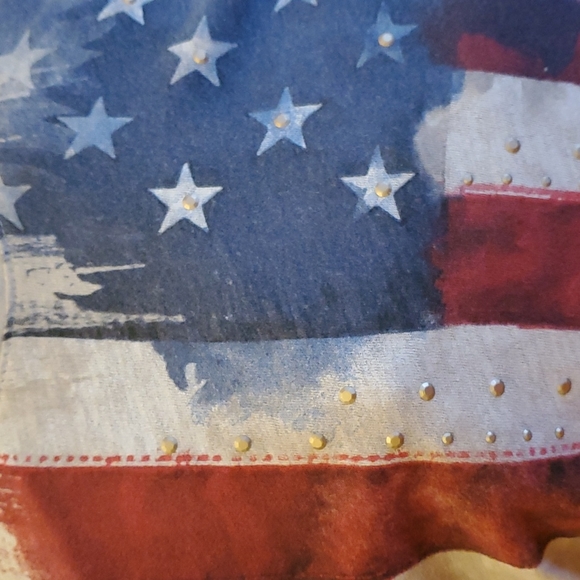 NWT Rock & Republic Women's Medium Gray Stylish USA Flag Tank Top - Picture 3 of 4